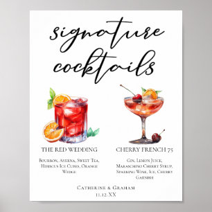 Poster Menu Cocktails Signature Mariage Rouge