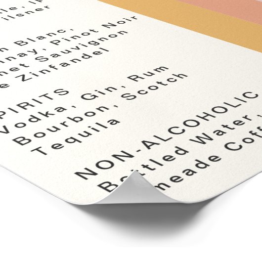 Poster Menu Consommation Mariage moderne Retro 70's Rainb (Coin)