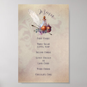 Poster Menu de Baby Shower de la Chouette Magique