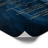Poster Menu de bar de mariage à l'écriture en agate bleu (Coin)
