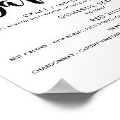 Poster Menu de bar de mariage à l'écriture noire moderne (Coin)