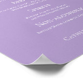 Poster Menu de bar de mariage à typographie lilas violet (Coin)