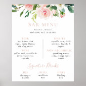 Poster Menu de bar de mariage aux fleurs d'automne en or (Devant)