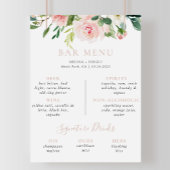 Poster Menu de bar de mariage aux fleurs d'automne en or