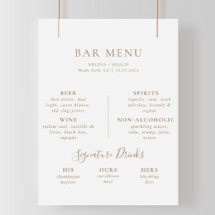 Poster Menu de bar de mariage calligraphié minimaliste ma