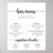 Poster Menu de bar de mariage classique calligraphié élég (Devant)