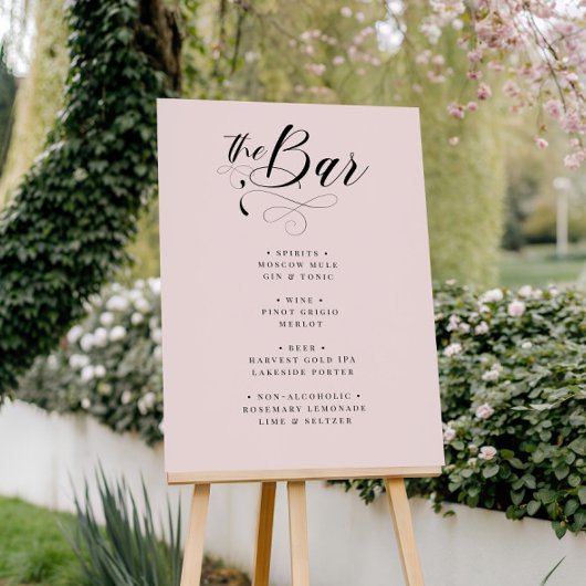 Poster Menu de bar de mariage classique calligraphié élég