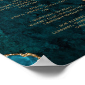 Poster Menu de bar de mariage écriture en agate bleu sarc (Coin)