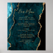 Poster Menu de bar de mariage écriture en agate bleu sarc (Devant)