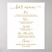 Poster Menu de bar de mariage élégant Or personnalisé  (Devant)