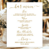 Poster Menu de bar de mariage élégant Or personnalisé