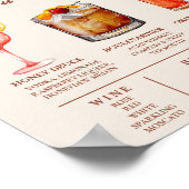 Poster Menu de bar de mariage en terre cuite orange brûlé (Coin)