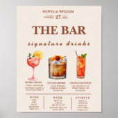 Poster Menu de bar de mariage en terre cuite orange brûlé (Devant)