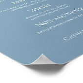 Poster Menu de bar de mariage en typographie bleu poussié (Coin)