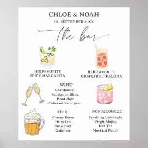 Poster Menu de bar de mariage esthétique