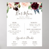 Poster Menu de bar de mariage Fancy Classic Flowers  (Devant)