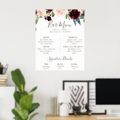Poster Menu de bar de mariage Fancy Classic Flowers  (Bureau à domicile)