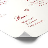 Poster Menu de bar de mariage fantaisiste illustré en rou (Coin)