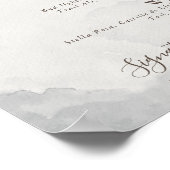 Poster Menu de bar de mariage Fleurs de Paon Rose Classiq (Coin)