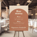 Poster Menu de bar de mariage formel minimaliste en terre<br><div class="desc">Cette affiche de menu de bar de mariage formel minimaliste en terre cuite est parfaite pour un mariage rustique. Le design présente une belle police pour embellir votre événement.</div>