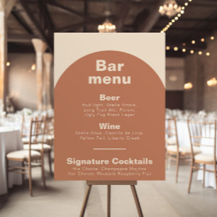 Poster Menu de bar de mariage formel minimaliste en terre