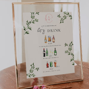 Poster Menu de bar de mariage illustré