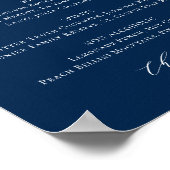 Poster Menu de bar de mariage minimaliste bleu marine (Coin)