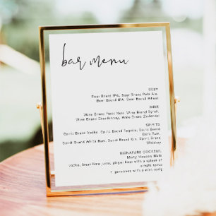 Poster Menu de bar de mariage minimaliste moderne ADELLA