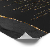Poster Menu de bar de mariage Noir Or Agate Sombre (Coin)