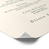 Poster Menu de Bar de Mariage Vert Sauge (Coin)