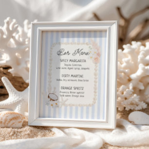 Poster Menu de Bar pour une Baby Shower de Mariée sur le
