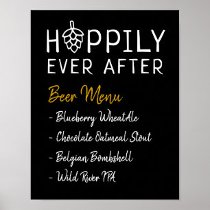 Poster Menu de bière de mariage de douche de mariée Hoppi