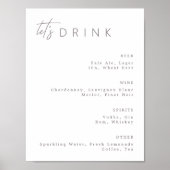 Poster Menu de boisson minimaliste moderne pour Mariages (Devant)