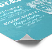 Poster Menu de Boisson Signature de Mariage Fleur Bleu de (Coin)