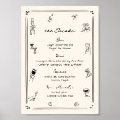 Poster Menu de boissons de bar de mariage fantaisiste des (Devant)