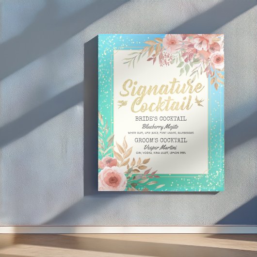 Poster Menu de boissons de cocktail de signature de maria