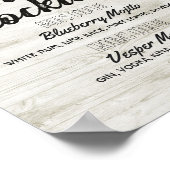 Poster Menu de boissons de cocktail de signature rustique (Coin)