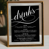 Poster Menu de boissons de mariage à la barre de script é