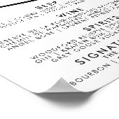 Poster Menu de boissons de mariage à la barre de script é (Coin)