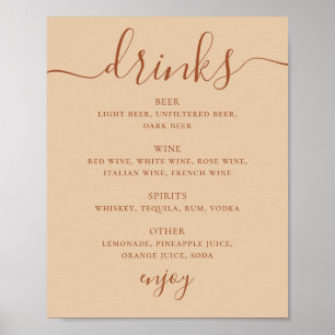 Poster Menu de Boissons de Mariage   Bar aux Sables Pêche