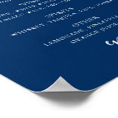 Poster Menu de boissons de mariage Deep Blue Navy | Menu (Coin)