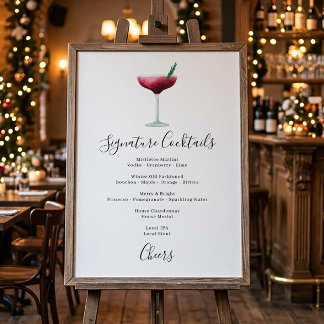 Poster Menu de boissons de signature de cocktail de vacan