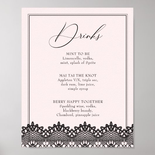 Poster Menu de boissons ou de bar pour enterrement de vie (Devant)
