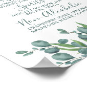 Poster Menu de Boissons Personnalisé pour Mariage Eucalyp (Coin)