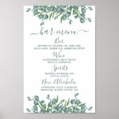 Poster Menu de Boissons Personnalisé pour Mariage Eucalyp (Devant)