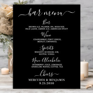 Poster Menu de boissons personnalisé pour mariage moderne