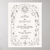Poster Menu de Boissons pour un Mariage Céleste Vintage, (Devant)