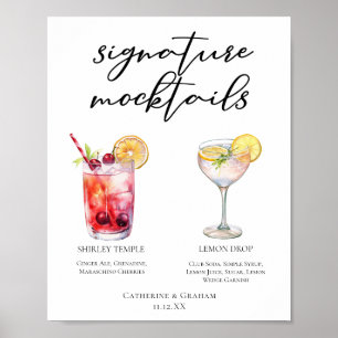 Poster Menu de boissons sans alcool Shirley Temple Lemon
