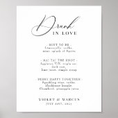 Poster Menu de cocktail de mariage ou de bar Élégant Fou  (Devant)