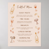 Poster Menu de cocktail signature dessiné à la main pour (Devant)